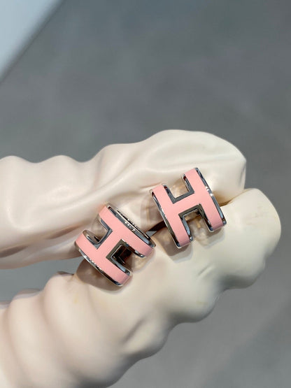 [Elowen Jewels]MINI POP H SILVER EARRINGS PINK