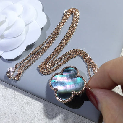 [Elowen Jewels]CLOVER 25MM GOLD DARK MOP BIG CLOVER NECKLACE