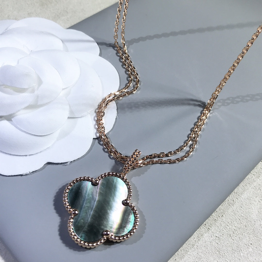 [Elowen Jewels]CLOVER 25MM GOLD DARK MOP BIG CLOVER NECKLACE