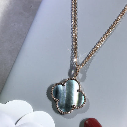 [Elowen Jewels]CLOVER 25MM GOLD DARK MOP BIG CLOVER NECKLACE
