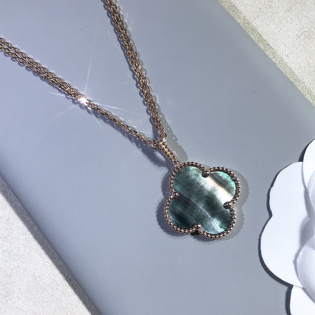 [Elowen Jewels]CLOVER 25MM GOLD DARK MOP BIG CLOVER NECKLACE