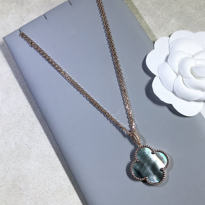 [Elowen Jewels]CLOVER 25MM GOLD DARK MOP BIG CLOVER NECKLACE