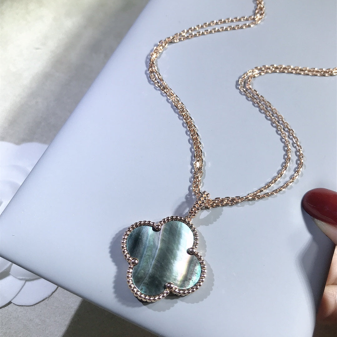 [Elowen Jewels]CLOVER 25MM GOLD DARK MOP BIG CLOVER NECKLACE