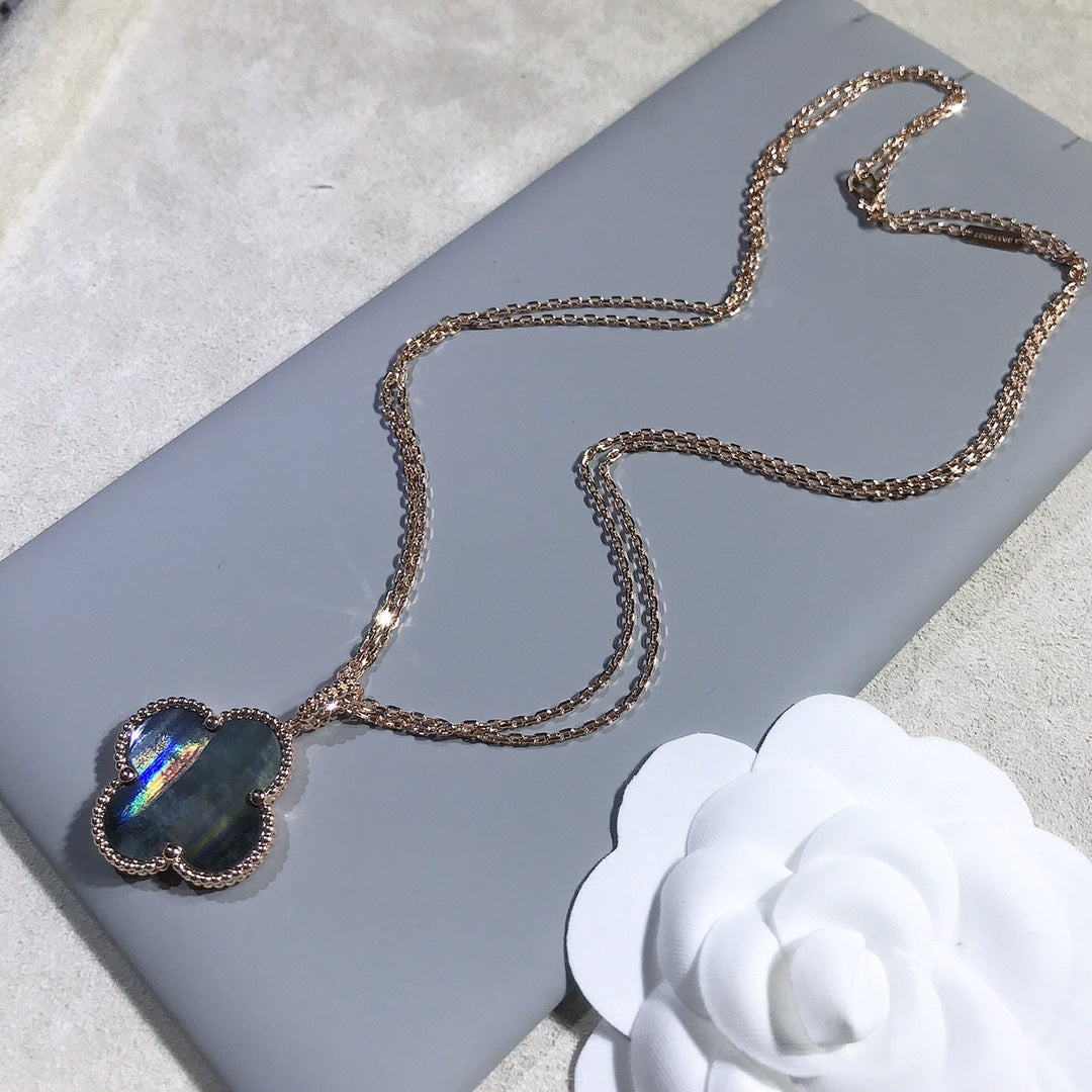 [Elowen Jewels]CLOVER 25MM GOLD DARK MOP BIG CLOVER NECKLACE