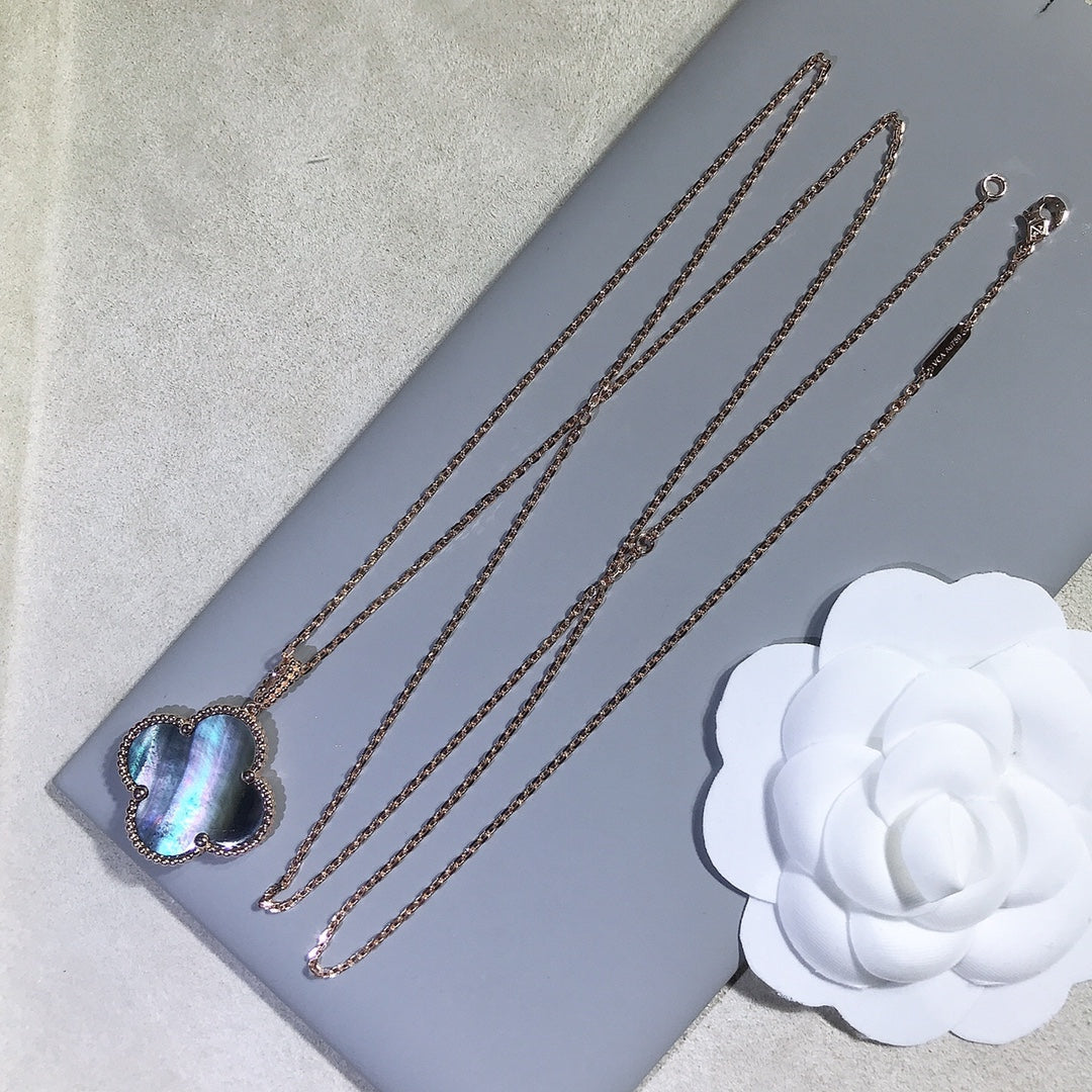 [Elowen Jewels]CLOVER 25MM GOLD DARK MOP BIG CLOVER NECKLACE