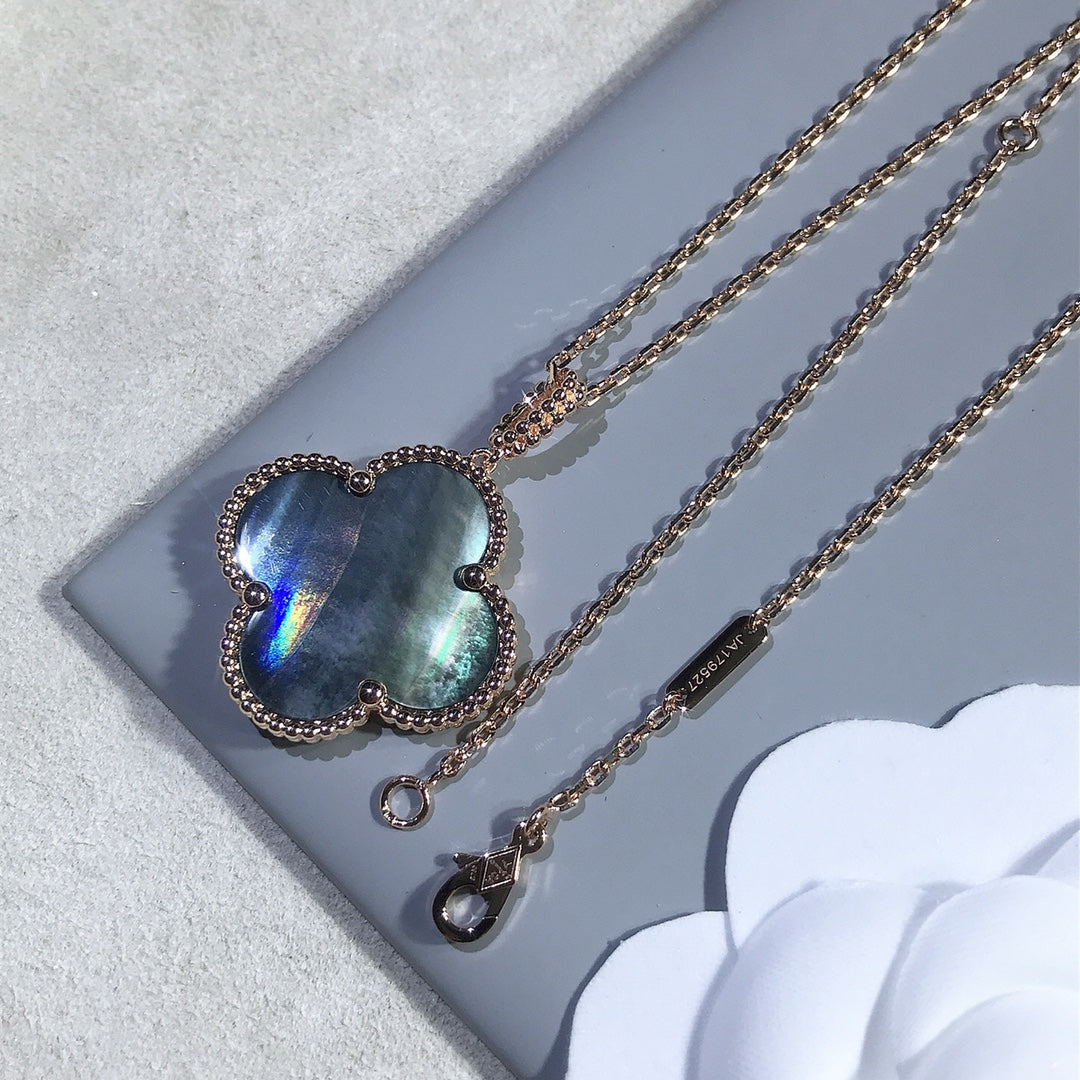 [Elowen Jewels]CLOVER 25MM GOLD DARK MOP BIG CLOVER NECKLACE