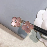[Elowen Jewel]CLOVER MEDIUM 1 MOTIFS  PINK MOP DIAMOND EARRINGS