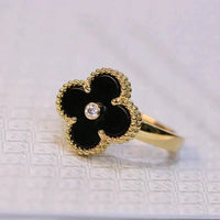 [Elowen Jewel]CLOVER ONYX RING GOLD DIAMOND