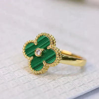 [Elowen Jewel]CLOVER MALACHITE RING GOLD DIAMOND