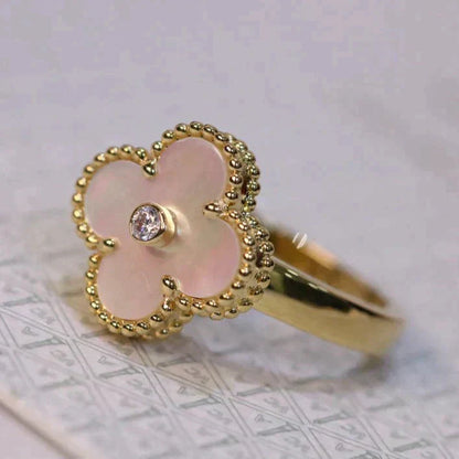 [Elowen Jewels]CLOVER PINK MOP RING GOLD DIAMOND