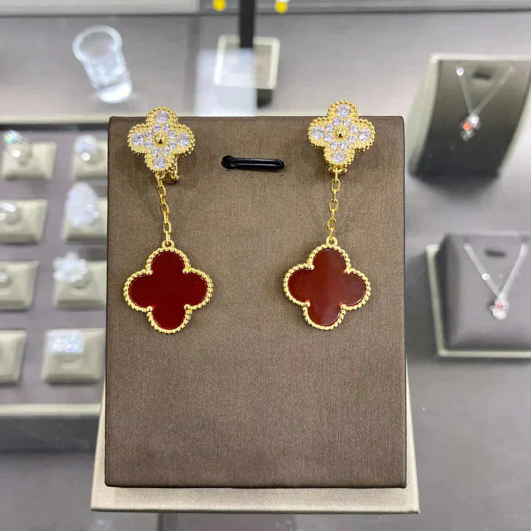 [Elowen Jewels]CLOVER  2 MOTIFS  DIAMOND  EARRINGS (MULTIPLE CHOICESç´