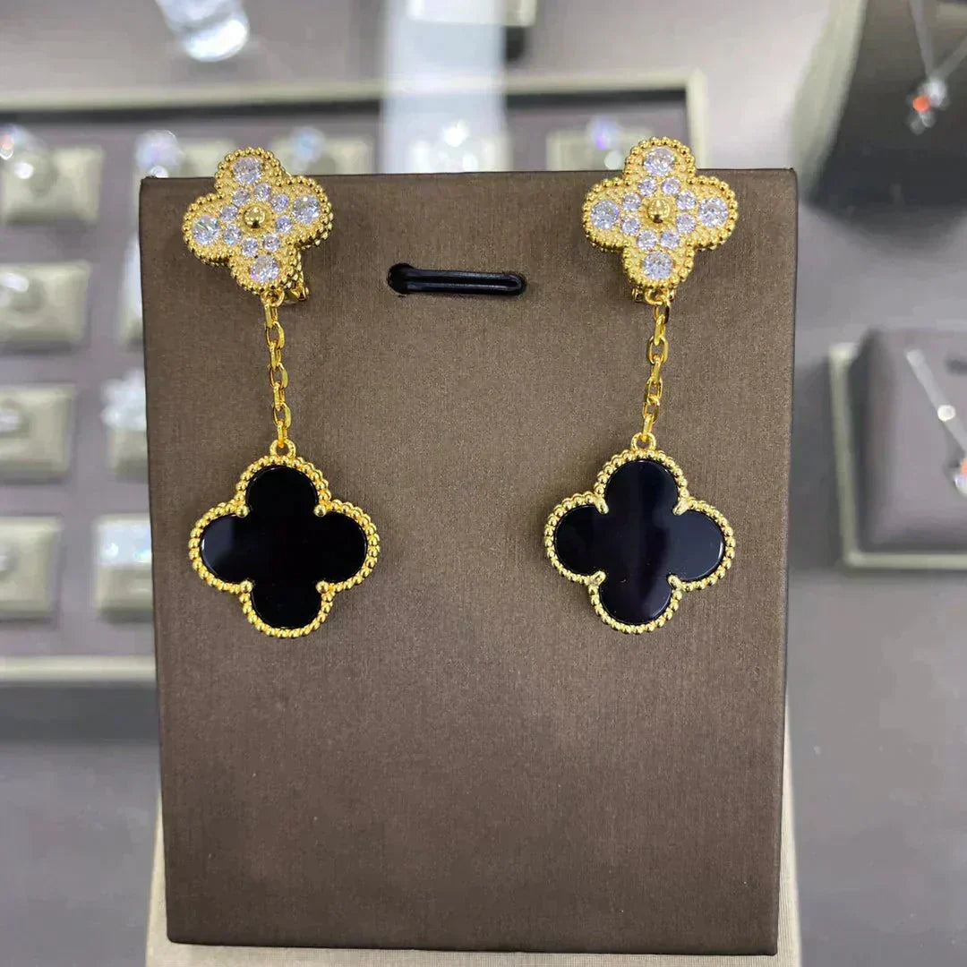 [Elowen Jewels]CLOVER  2 MOTIFS  DIAMOND  EARRINGS (MULTIPLE CHOICESç´