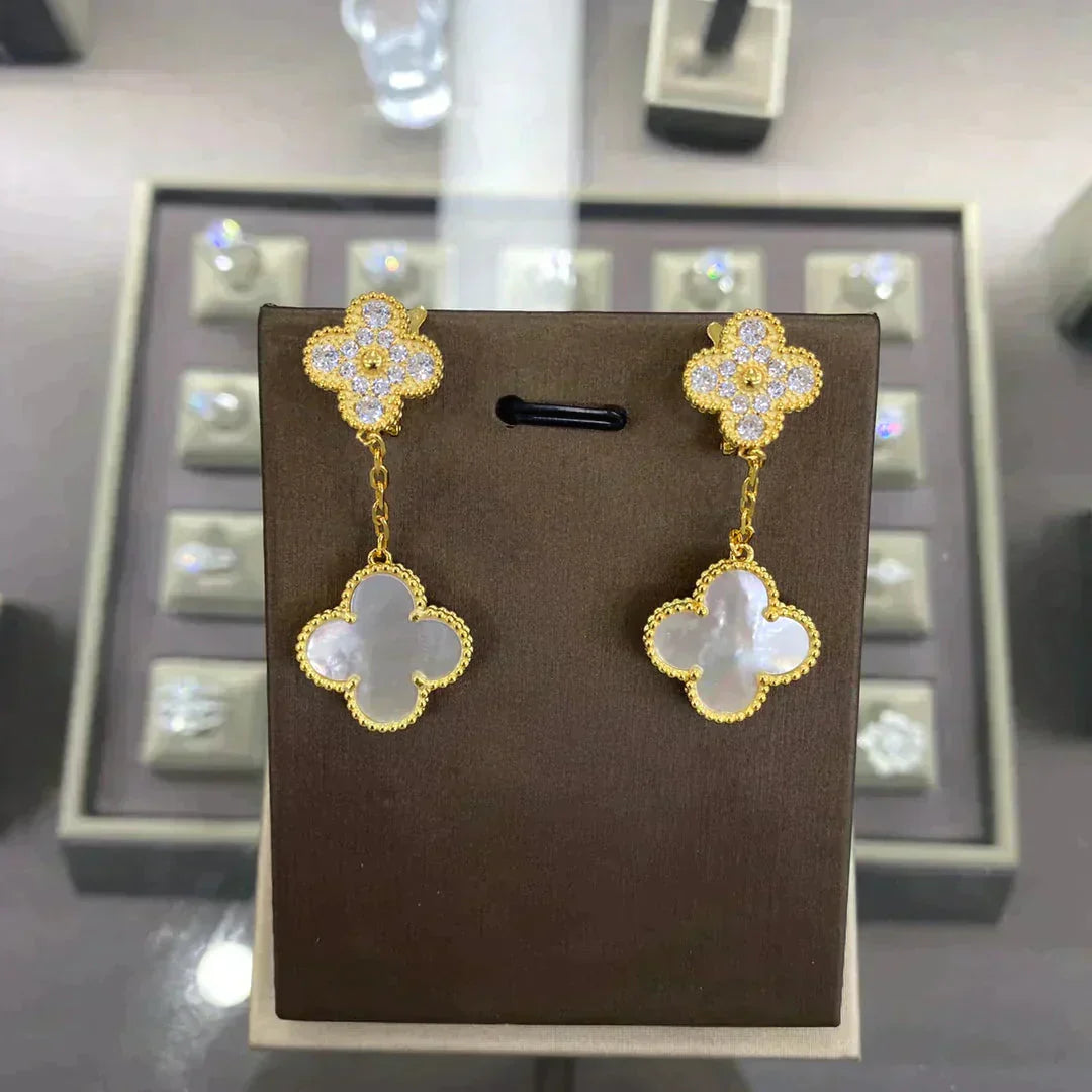 [Elowen Jewels]CLOVER  2 MOTIFS  DIAMOND  EARRINGS (MULTIPLE CHOICESç´