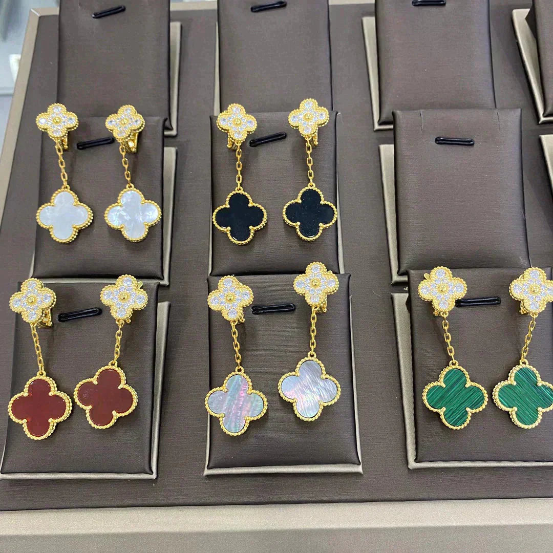 [Elowen Jewels]CLOVER  2 MOTIFS  DIAMOND  EARRINGS (MULTIPLE CHOICESç´