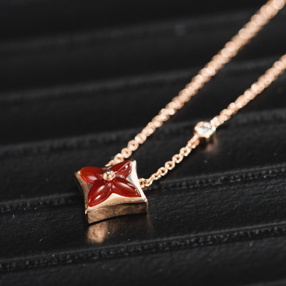 [Elowen Jewels]STAR NECKLACE PINK GOLD 1 DIAMOND