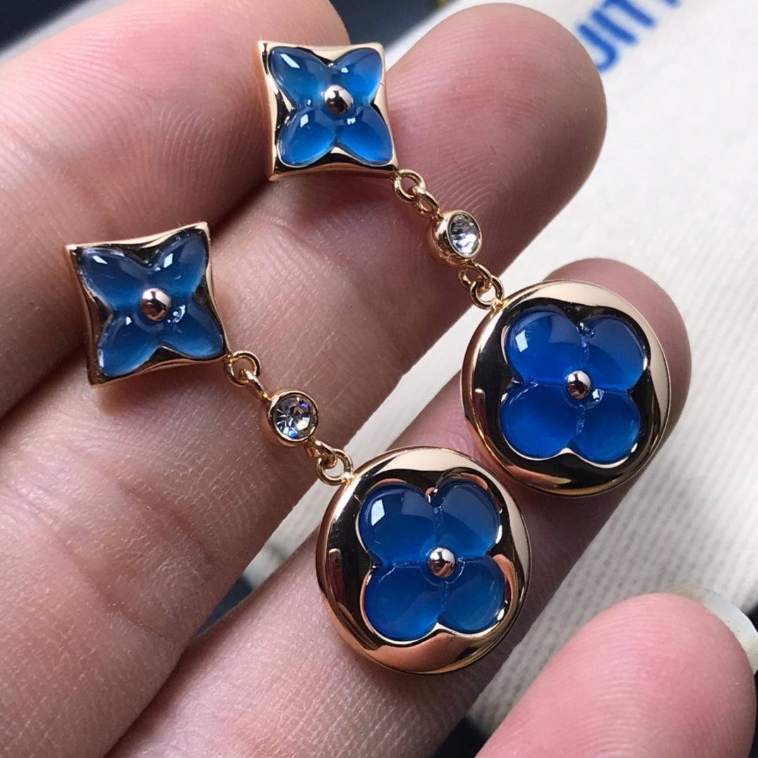 [Elowen Jewels]STAR AND SUN AGATE DIAMOND EARRINGS