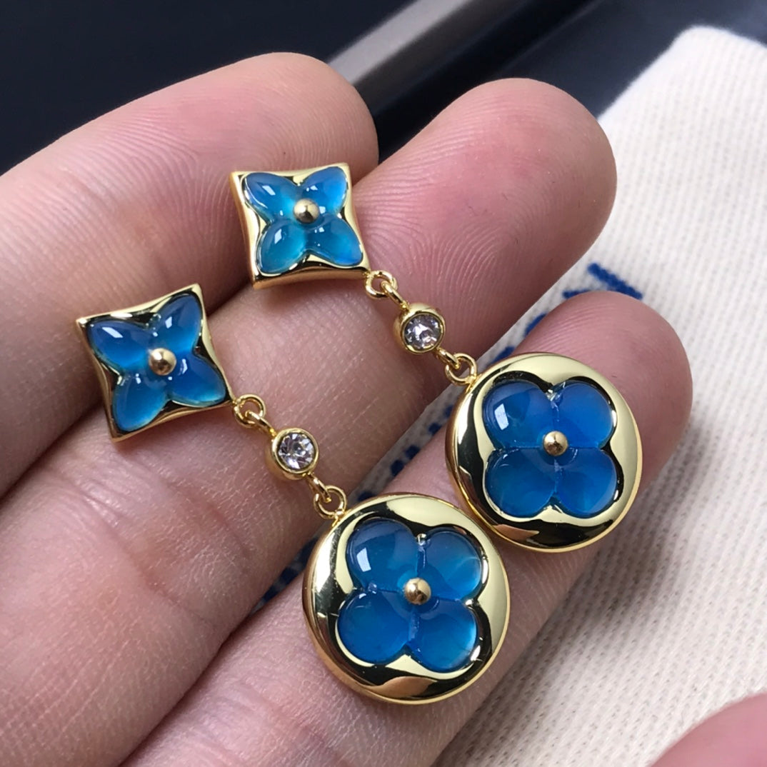 [Elowen Jewels]STAR AND SUN AGATE DIAMOND EARRINGS
