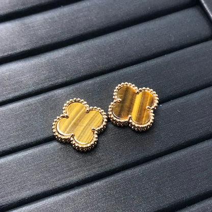 [Elowen Jewels]CLOVER MEDIUM 1 MOTIFS TIGER EYE EARRINGS