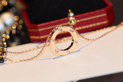 [Elowen Jewels]LOVE NECKLACE 16MM 6 DIAMONDS PINK GOLD