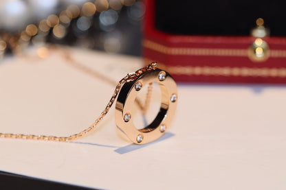 [Elowen Jewels]LOVE NECKLACE 16MM 6 DIAMONDS PINK GOLD