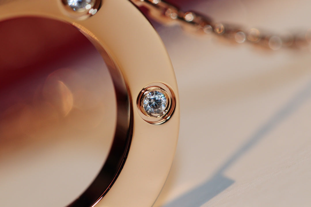 [Elowen Jewels]LOVE NECKLACE 16MM 6 DIAMONDS PINK GOLD
