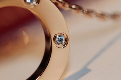 [Elowen Jewels]LOVE NECKLACE 16MM 6 DIAMONDS PINK GOLD