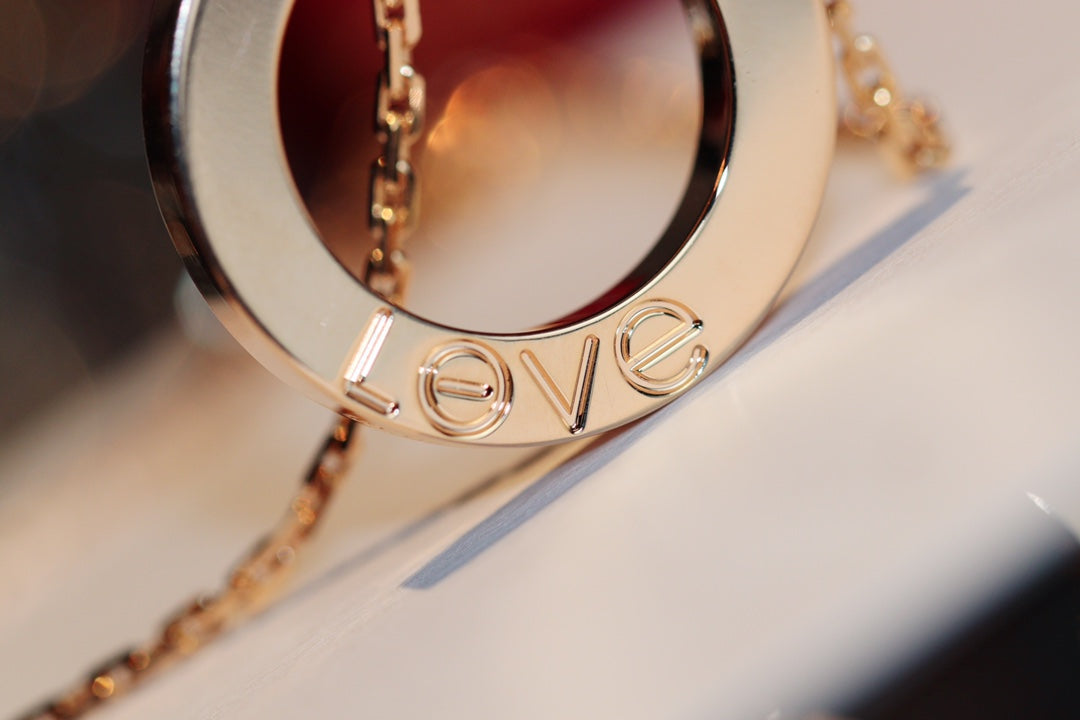 [Elowen Jewels]LOVE NECKLACE 16MM 6 DIAMONDS PINK GOLD