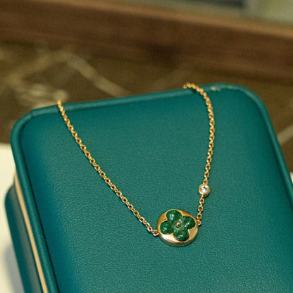 [Elowen Jewels]SUN MALACHITE 1 DIAMOND PINK GOLD BRACELET