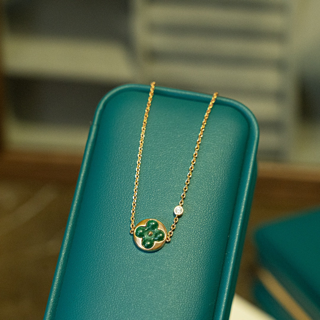 [Elowen Jewels]SUN MALACHITE 1 DIAMOND PINK GOLD BRACELET