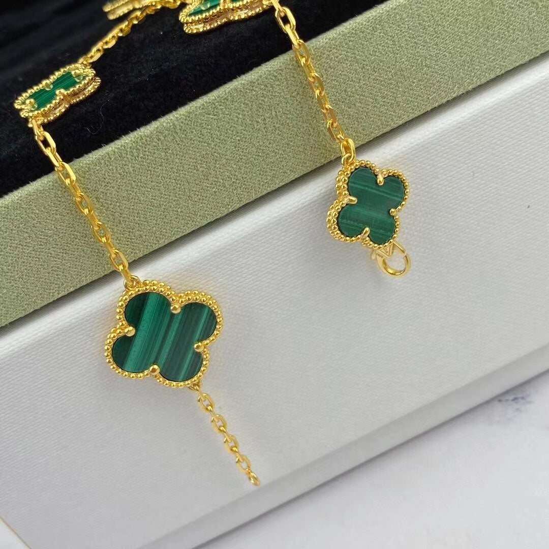 [Elowen Jewels]MAGIC CLOVER MALACHITE GOLD BRACELET 5 MOTIFS