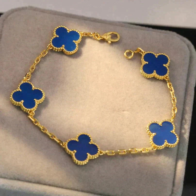 [Elowen Jewels] CLOVER 5 MOTIF BLUE AGATE BRACELET COLLECTION