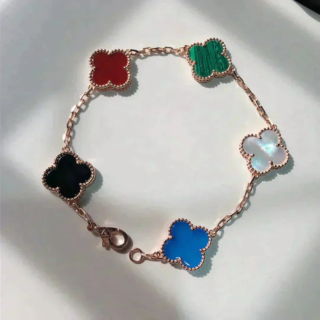 [Elowen Jewels]CLOVER 5 MOTIFS MULTICOLOR BRACELET