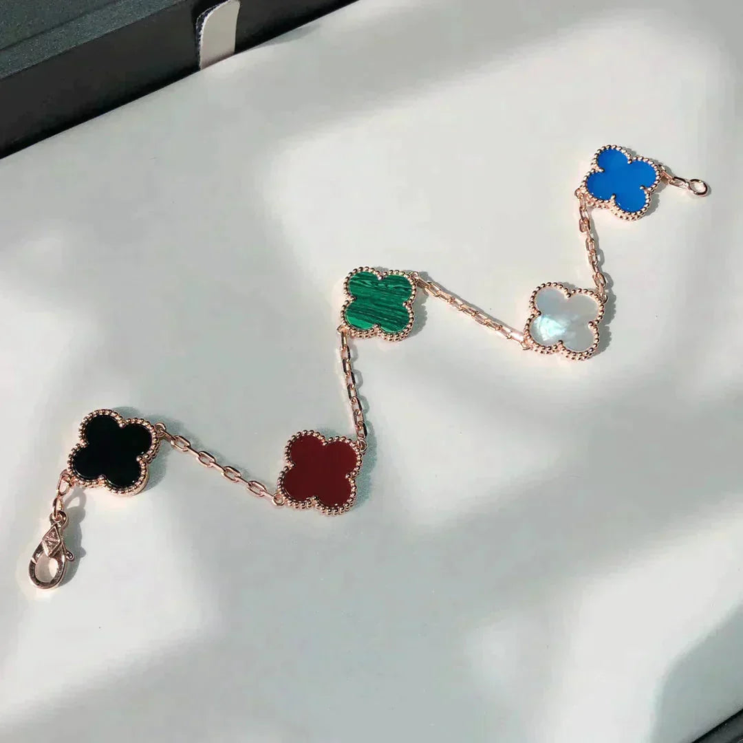 [Elowen Jewels]CLOVER 5 MOTIFS MULTICOLOR BRACELET