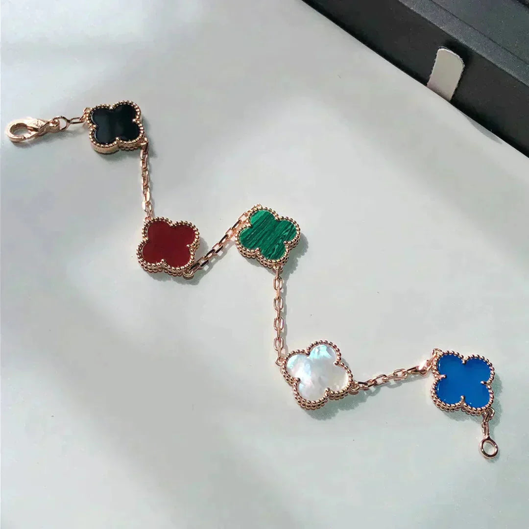 [Elowen Jewels]CLOVER 5 MOTIFS MULTICOLOR BRACELET