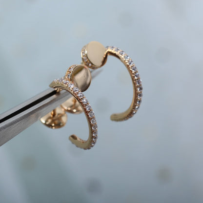[Elowen Jewels]JUSTE EARRINGS 12.75MM PINK GOLD DIAMOND