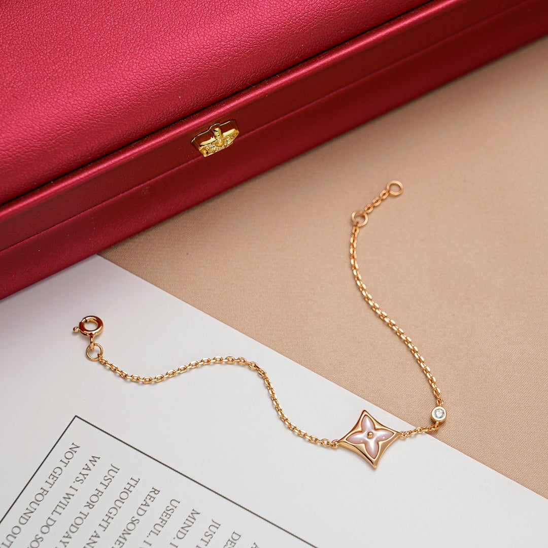 [Elowen Jewels]STAR 1 DIAMOND PINK GOLD BRACELET
