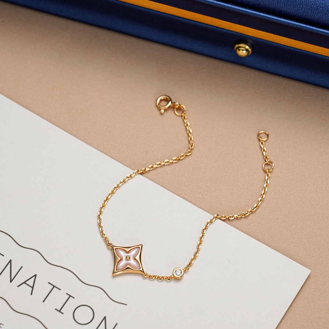 [Elowen Jewels]STAR 1 DIAMOND PINK GOLD BRACELET