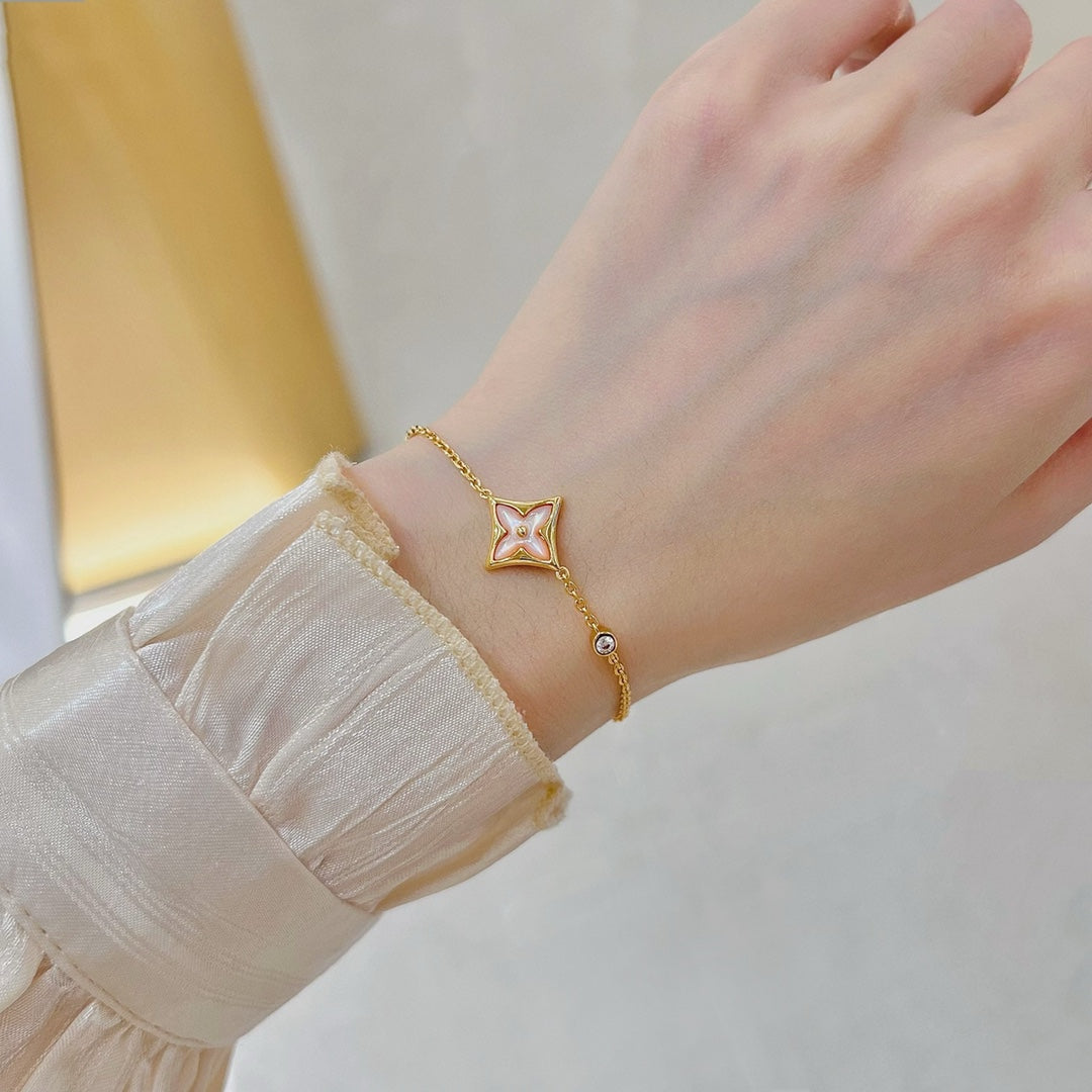 [Elowen Jewels]STAR 1 DIAMOND PINK GOLD BRACELET