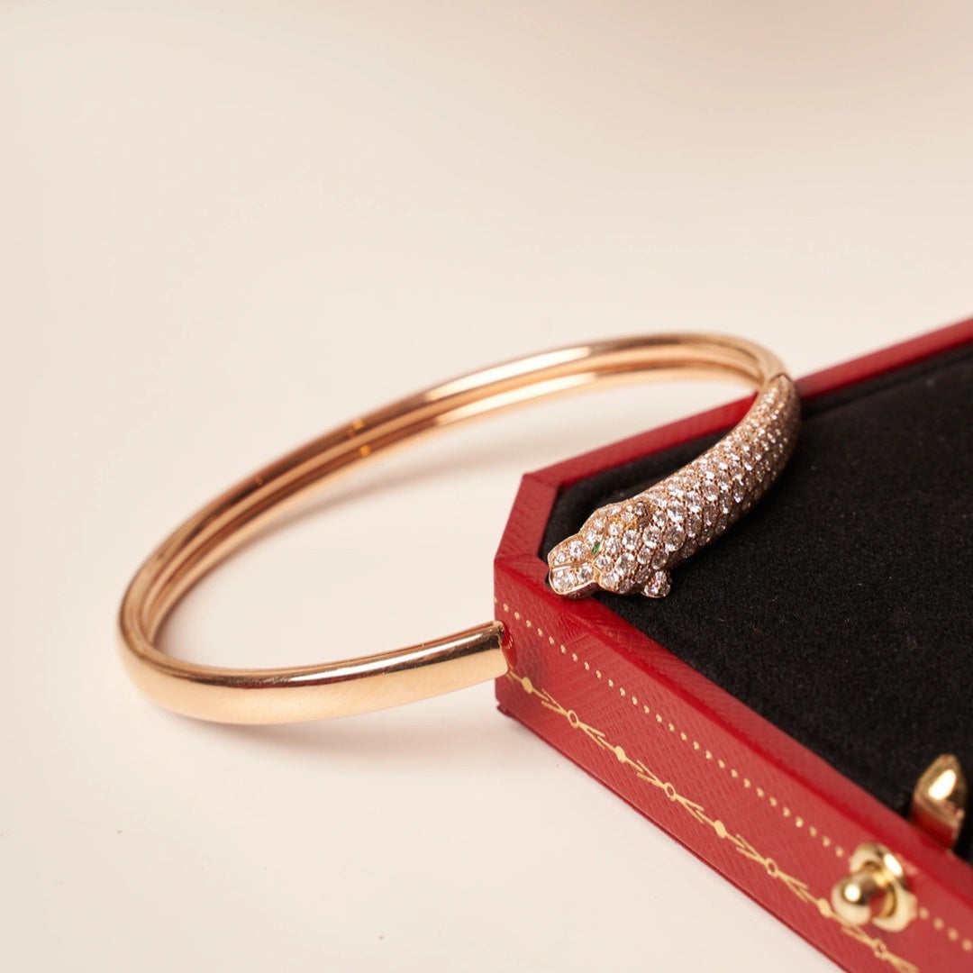 [Elowen Jewels]PANTHERE ROSE GOLD DIAMOND OPEN BRACELET