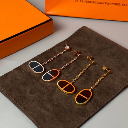 [Elowen Jewels]CHAINE VERSO BLACK CERAMIC EARRINGS