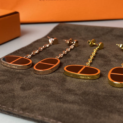 [Elowen Jewels]CHAINE VERSO BLACK CERAMIC EARRINGS