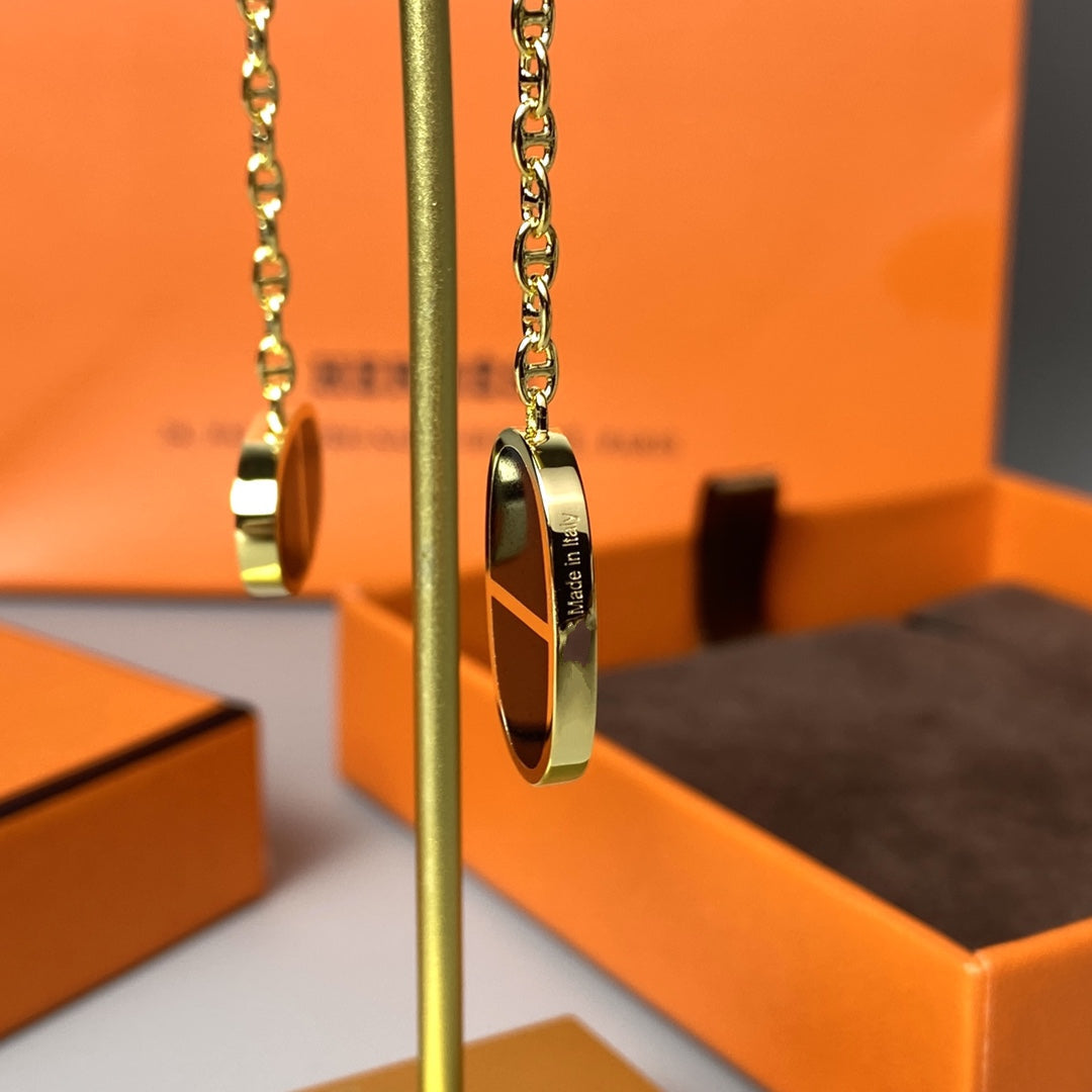 [Elowen Jewels]CHAINE VERSO BLACK CERAMIC EARRINGS