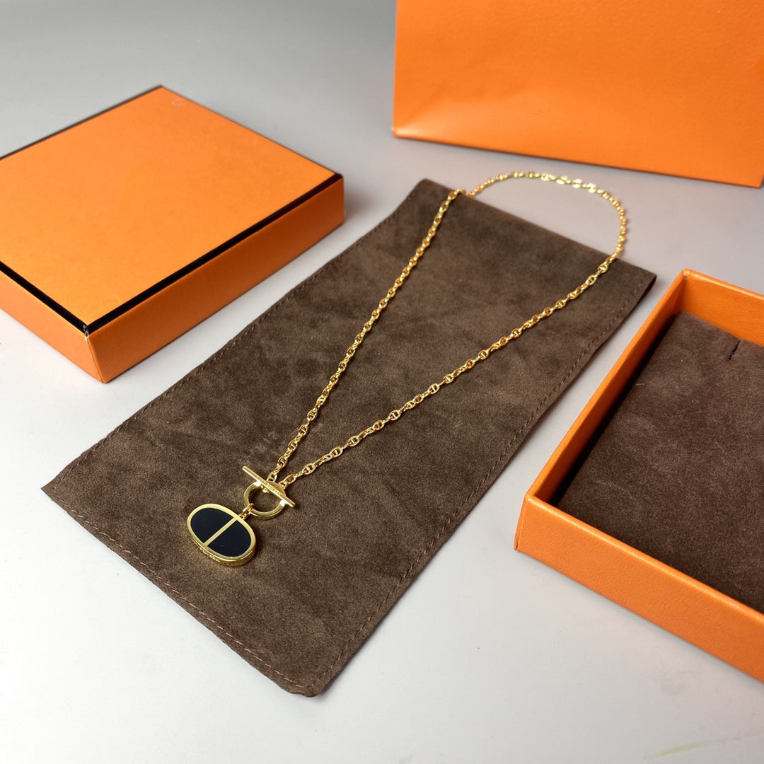 [Elowen Jewels]CHAINE VERSO BLACK CERAMIC NECKLACE