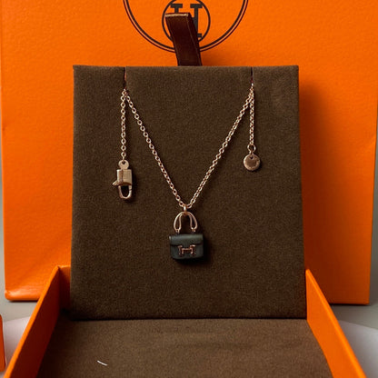 [Elowen Jewels]CONSTANCE BLACK PEDANT PINK GOLD NECKLACE