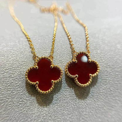 [Elowen Jewels]CLOVER 15MM CARNELIAN SINGLE FLOWER NECKLACE