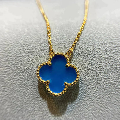 [Elowen Jewels]CLOVER 15MM BLUE AGATE NECKLACE