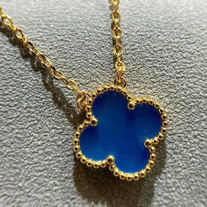 [Elowen Jewels]CLOVER 15MM BLUE AGATE NECKLACE