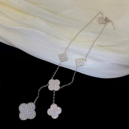 [Elowen Jewels]CLOVER 5 MOTIFS SILVER DIAMONDS NECKLACE