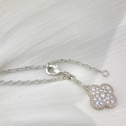 [Elowen Jewels]CLOVER 5 MOTIFS SILVER DIAMONDS NECKLACE