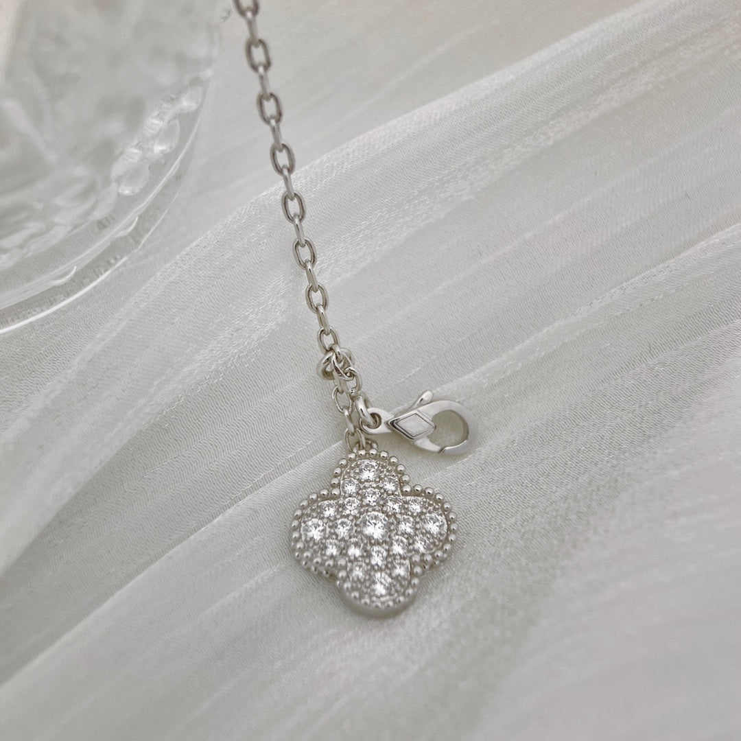 [Elowen Jewels]CLOVER 5 MOTIFS SILVER DIAMONDS NECKLACE